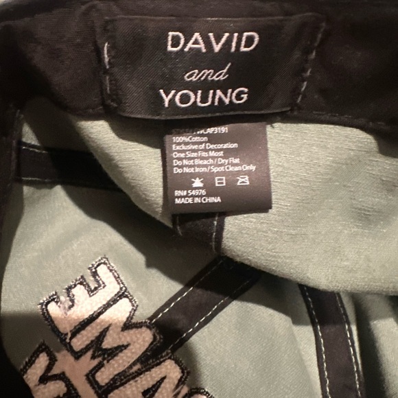 David and Young Sage Green Cap with Bold Stitching - Picture 2 of 2